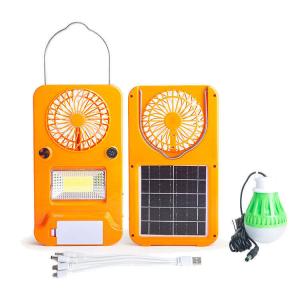 China 2400mah Solar Fan Integrated Solar Energy System With Bulbs Home Lighting Power Station on sale