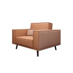 Fashion modern lobby furniture single sofa in Leather upholstered with Walnut