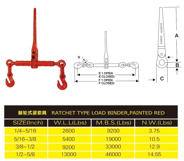 ratchet type load binder