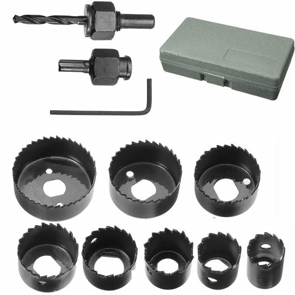 11 PCS Wood Hole Saw Bits 3/4'' - 2 1/2 "Inch , Wood Hole Cutter Set Black
