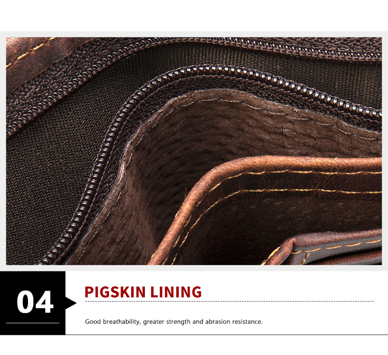 Original Retro Style Men's Wallet with Zipper Closure and Genuine Leather Material