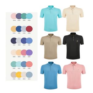 Casual Style Short Sleeve Polo Tee Shirts with Custom Patterns and Breathable