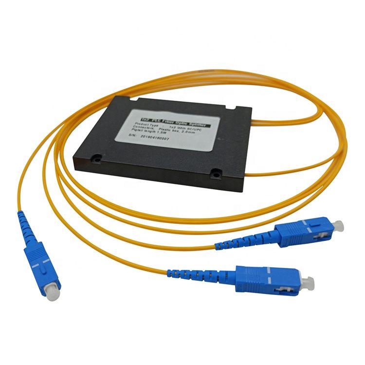 PLC Splitter With Connector 1 meter 1*2 Abs Box Type PLC optic fiber Splitter
