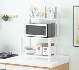 China Modern White Multipurpose Kitchen Microwave Oven Storage Rack Shelving factory