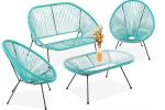 PE Rattan Woven Coffee Table Chair Hot Sale Best Design Colorful Outdoor