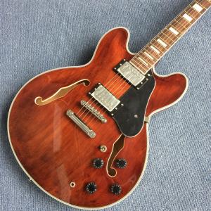 China Hollow body jazz electric guitar, Double F holes Chestnut skin electric guitar factory