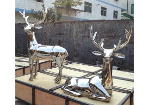 China Life Size Garden Animal Sculpture Polished Stainless Steel Deer Statue factory