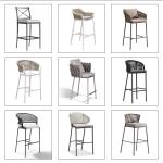Outdoor Bar Furniture Aluminum Tall Stools Bar Chairs With Cushion for Hotel