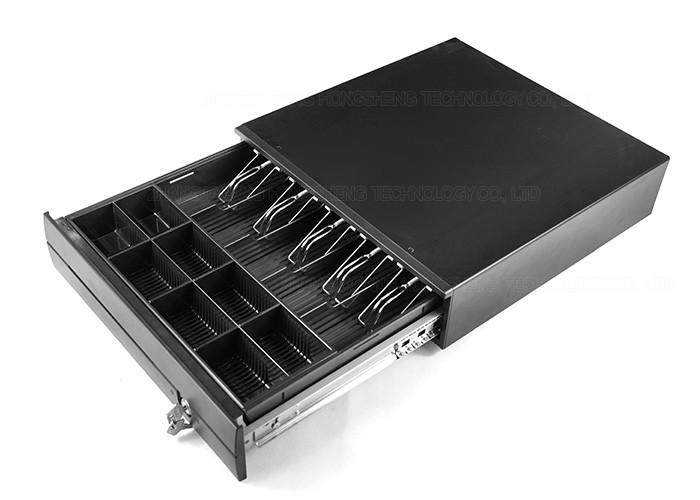 16 Inch POS Cash Drawer , Metal Wire Gripper , Metal Chassis , Ball Bearing Slides , Premium Plastic Front , 410E