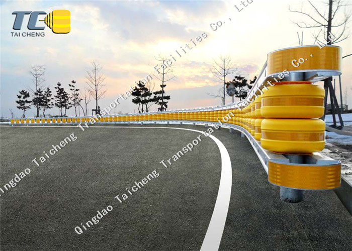 Diameter 370mm Reflective Strips Highway Roller Barrier