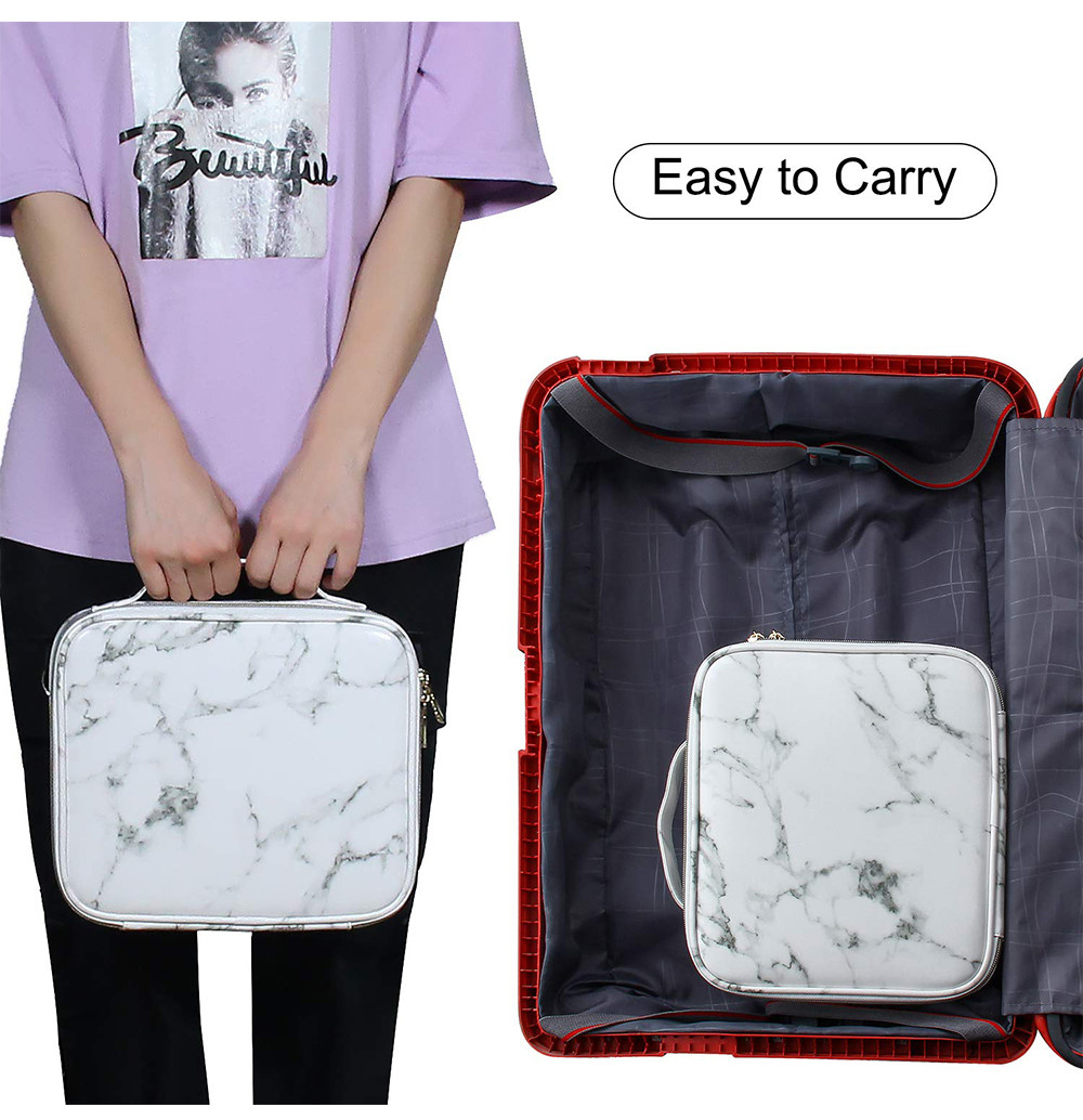Zippered Women Travel Make Up Case With Adjustable Dividers