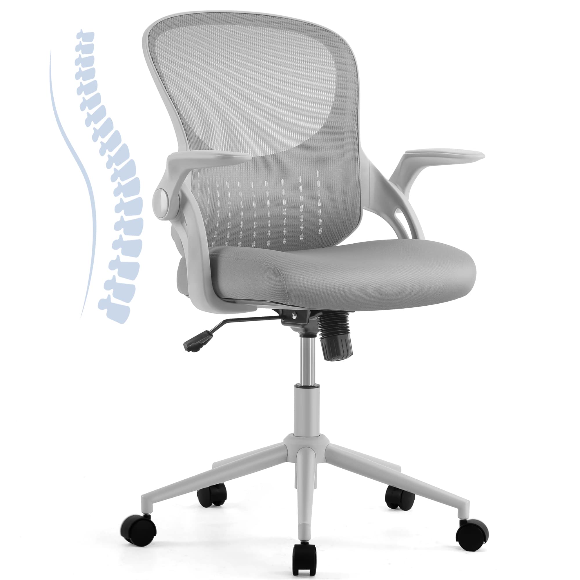 Direct Nylon Mesh Computer Chair with Soft Armrests and Upholstered Lumbar Support