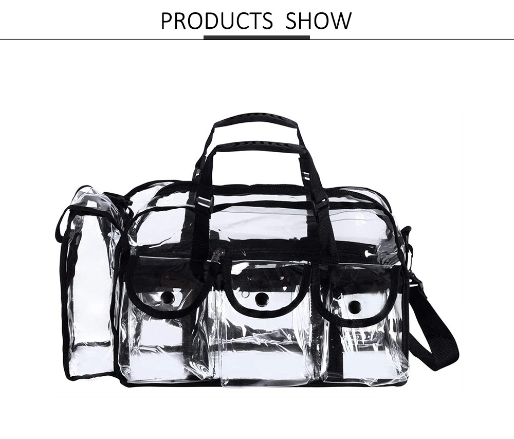 Zipper Closure 4 External Pockets Transparent Cosmetic Bag For Women
