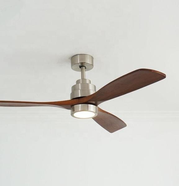 LED Ceiling Fan Metal Body Solid Wood Blades OEM Color Dimmable LED Lighting