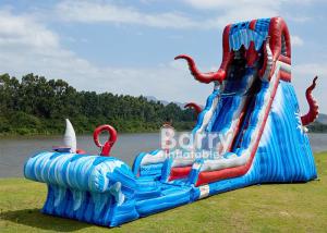 China 0.55mm PVC Tarpaulin 25 FT Ocean Battle Slide , Inflatable Adults Water Slide For Backyard factory