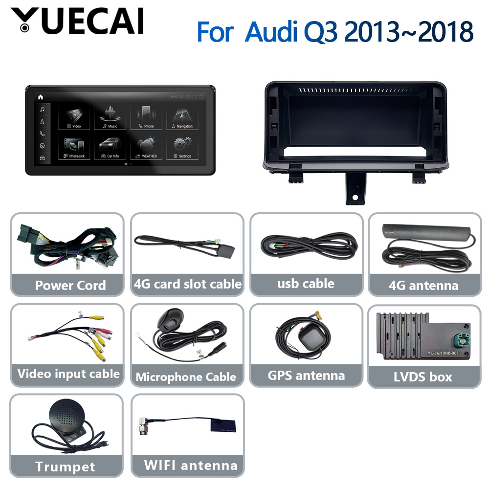 Yuecai 12.3 Inch Frame Auto Radio Fascia For Audi Q3 2013-2018 Multimedia Player Frame Dashboard Bezel Panel