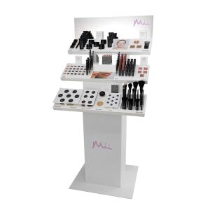 Customized Cosmetic Display Stand Wooden Display Shelf Unit Moisturizing Cream