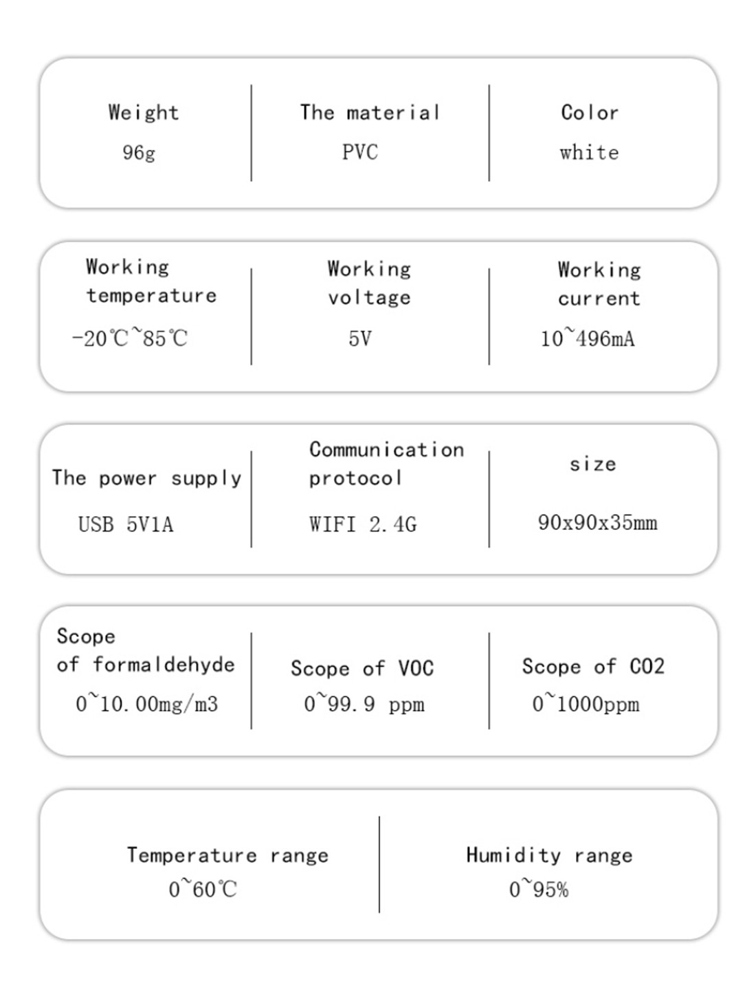 Zigbee/Tuya WIFI smart carbon dioxide detector gas sensor CO2 formaldehyde VOC temperature and humidity APP control