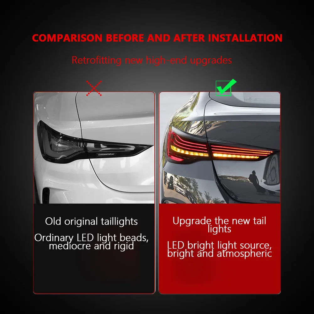 BMW 4 Series 428i 20-23 Tail Light Assemblies M4 Modified DRL Rear Taillight Car Lamp