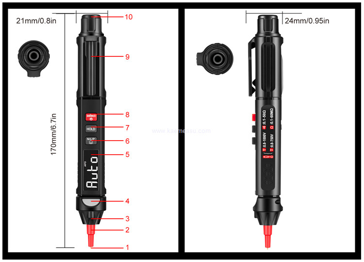 Kaemeasu 07A LCD Display Multimeter Pen Type Voltage Teste Anti Burn