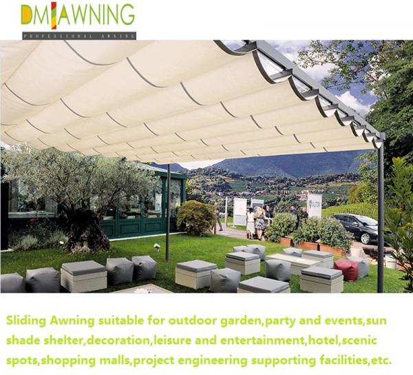 Sus316 Fabric Waterproof Retractable Cover Pergola Sliding retractable pergola canopy