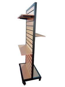 China Custom Made Retail Two Sideds Slatwall Display Stand Metal Or MDF Material factory