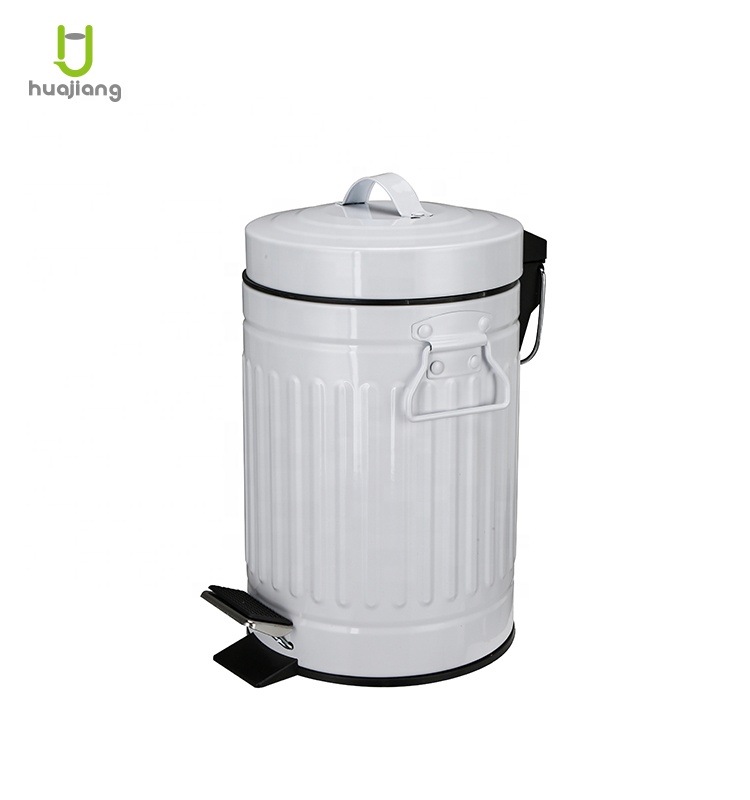 Home Rome Round Small Trash Can with Lid and Handle Powder Coated Waste Bin in Round Shape