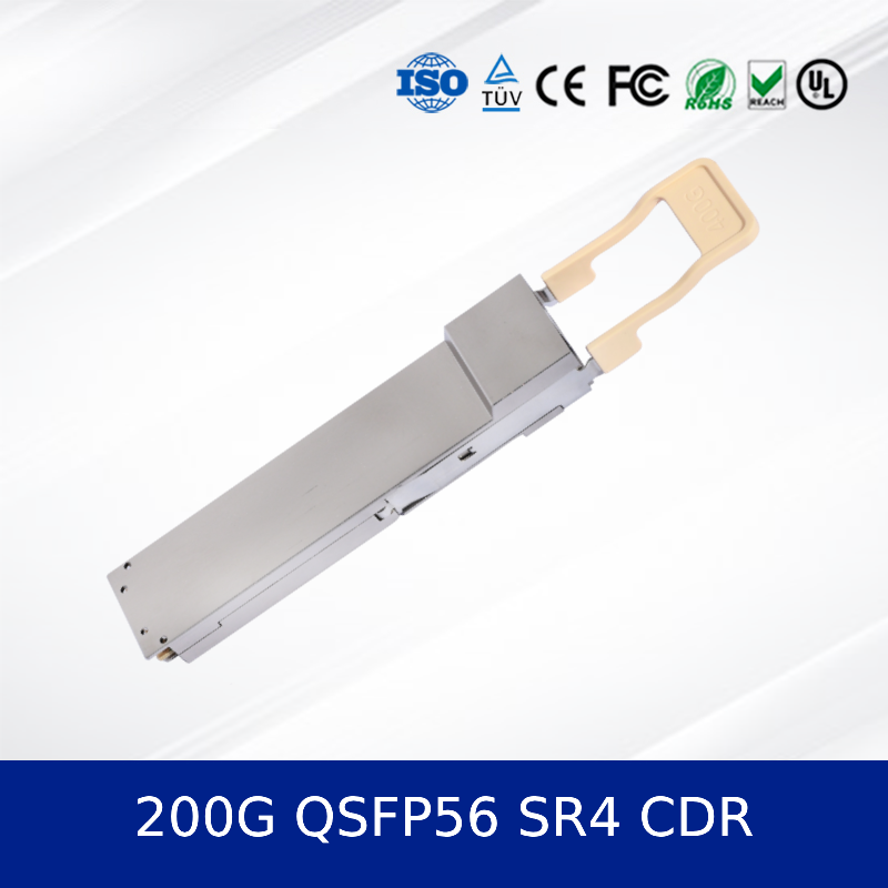 200G QSFP56 SR4 CDR Optical Transceiver Module 100m on Om4 / 70m on Om3 Fiber