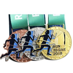 China Design your own sport marathon running finisher Zinc alloy medal with lanyard factory