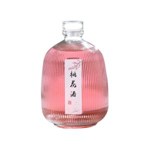 China Vertical Stripe Empty Glass Wine Bottles 375ml 500ml Plum Wine Bottle With Corks factory