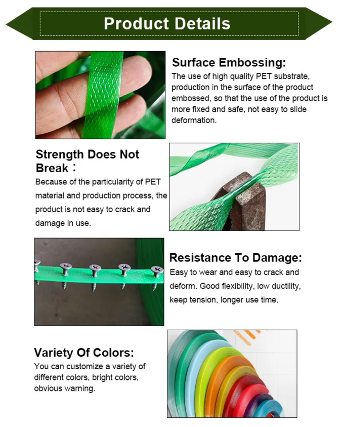 Custom Color Polyester PET Packaging Strap Pallet Packing Plastic Steel Strapping Rolls Strong and Durable PET Packing