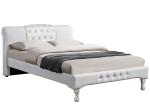 OEM White Leather Upholstered Platform Sleigh Bed With Diamond Buttons BSCI