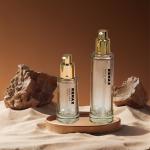 Wholesale Gold-plated Cap Gradient Glass Cream Jar Lotion Bottle Cosmetics Empty