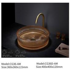 China Functional Glass Basin Sink Polished For Contemporary Bathroom factory