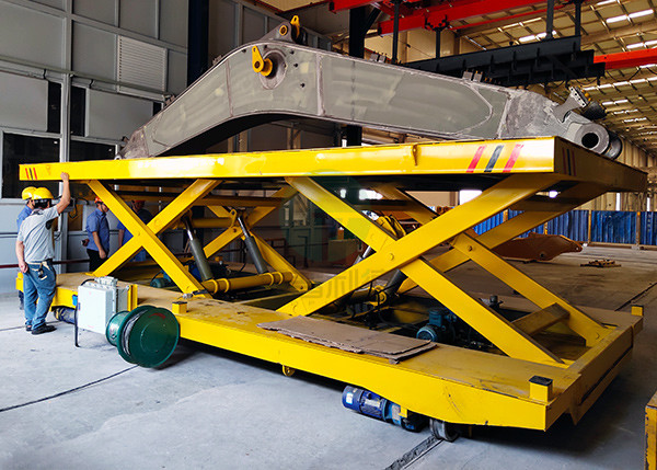 Electric Platform Truck For Material Handling Powered Drivable Transfer Cart with Scissor Lift