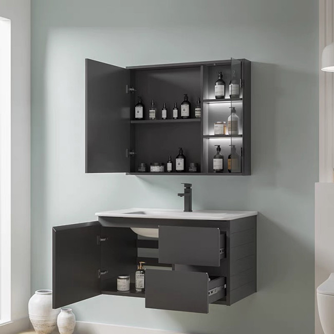 IP44 Waterproof Bathroom Vanity Units , Hotel Wall Mounted Sink Vanity