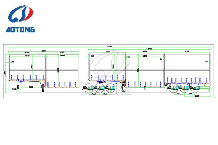 Standard 28T Landing Gear Inter Link Flatbed Semi Trailer with 80-120 Tons Rated Load