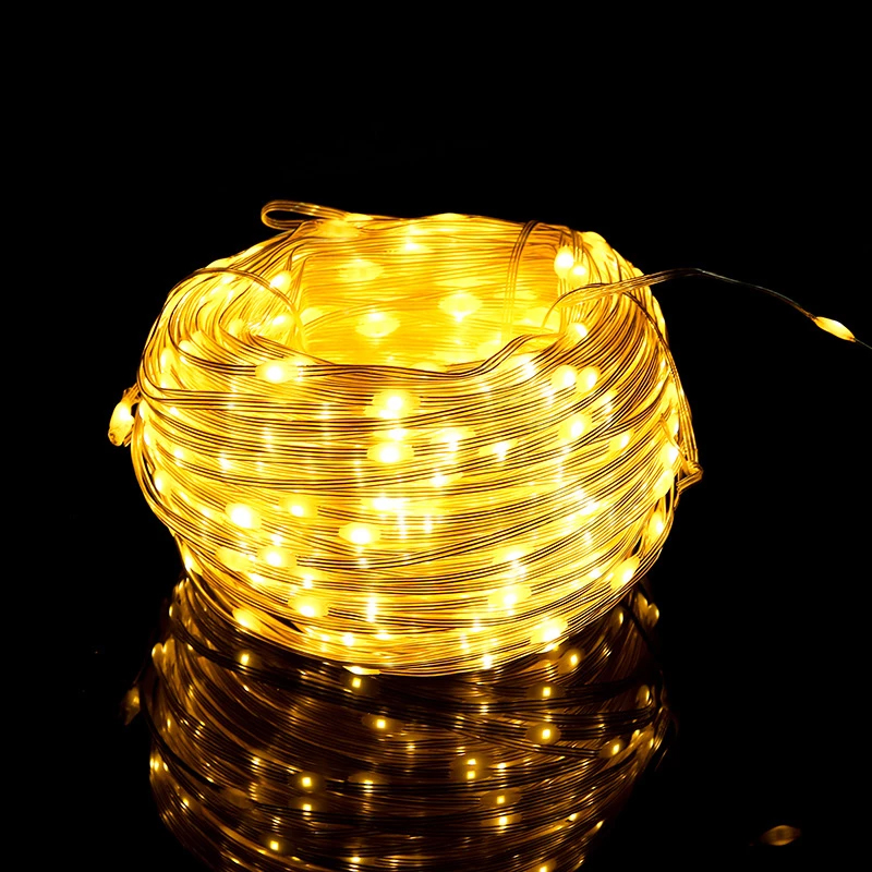 100/200/300 LED Rope String Lights Waterproof Copper Wire Tube Fairy Garland Christmas Light for Garden Yard Path Tree Decor
