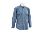 Men's 100%Cotton Chambray Blue Work Shirt Long Sleeve Chest Pockets Detailed