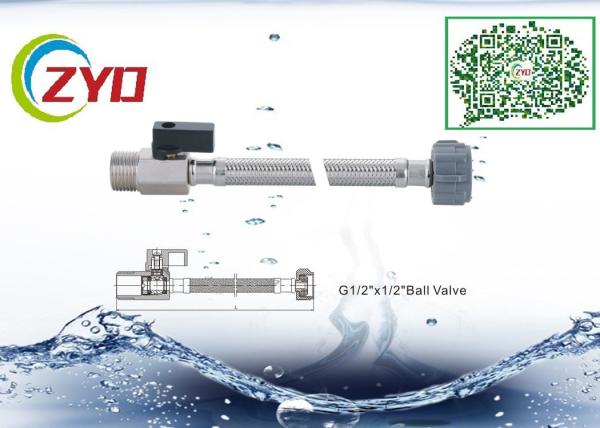 Ball Valve Plastic Screw Steel Braided Water Hose , Metal Braided Sink Water