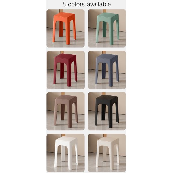 Plastic Stool Household Small Square Stackable Coffee Table Bathroom Non-slip Foot Living Room Chair