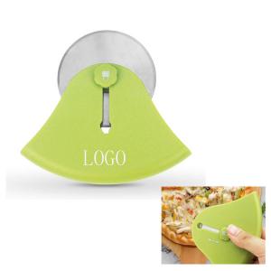 China Food grade stainless steel pizza cutter kitchen home circular pie knife 11*12*3cm logo customized factory