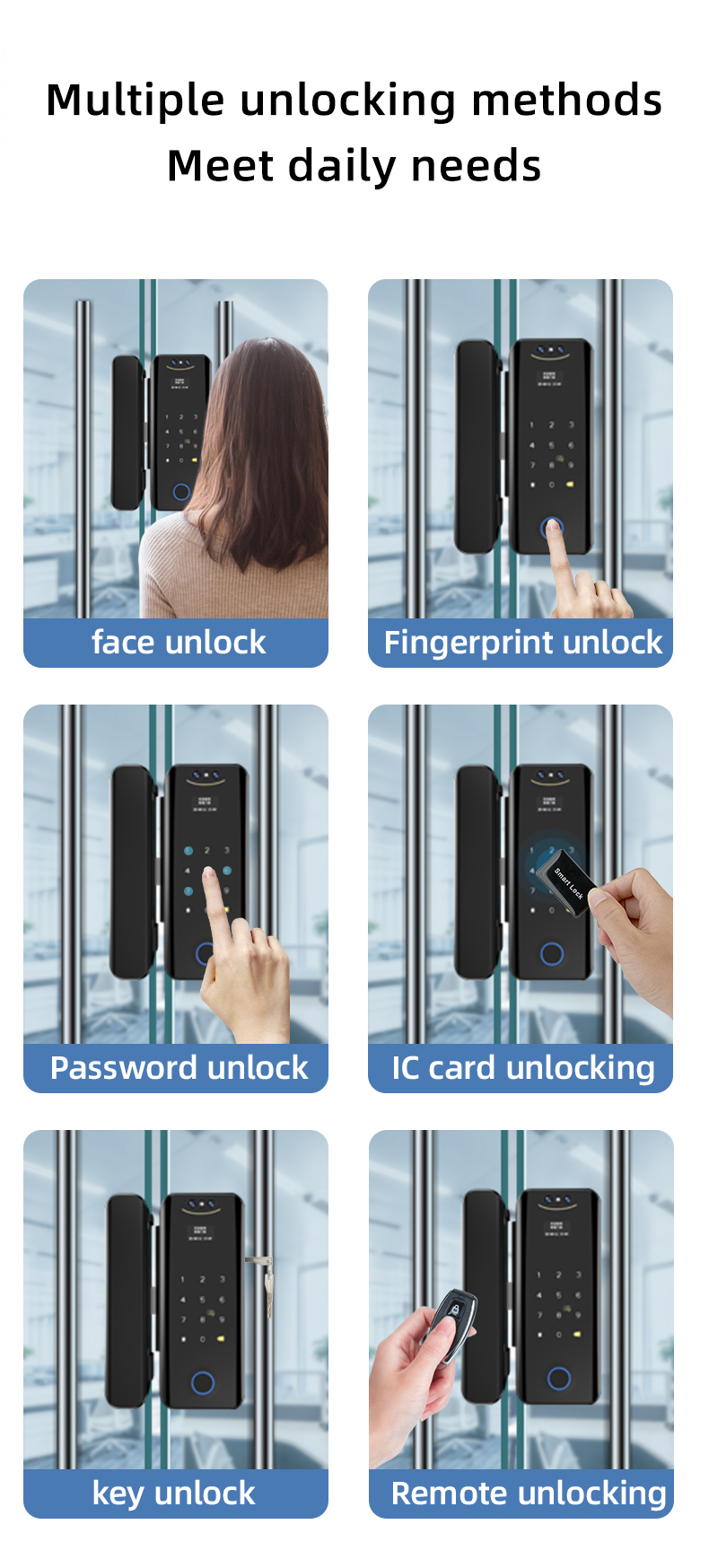 Tuya Face Recognition Glass Digital Fingerprint Password Card Key Door Lock For Home