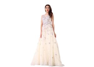 China Flower Embroidery Ladies Evening Dresses , Saudi Arabic Maxi Party Dress factory
