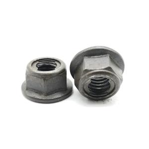 China DIN 6927 Self Locking Flange Nut Medium Strength Steel Black Oxide factory