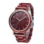 Red Sandal Wooden Quartz Watch Custom Logo High Durability For Gift