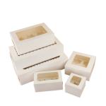 White Brown Mini Paper Kraft Pastry Boxes Cake Tasting With Compartments