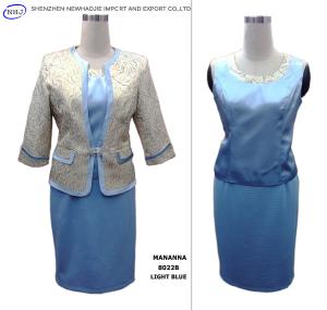 China Hot sale Rose-patterned jacket woman skirt suit 3-pcs Light bule / Camel factory