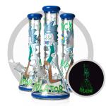 Luminous Rick And Morty Bong 7mm Thick Glass Water Bongs 13.5 Inches