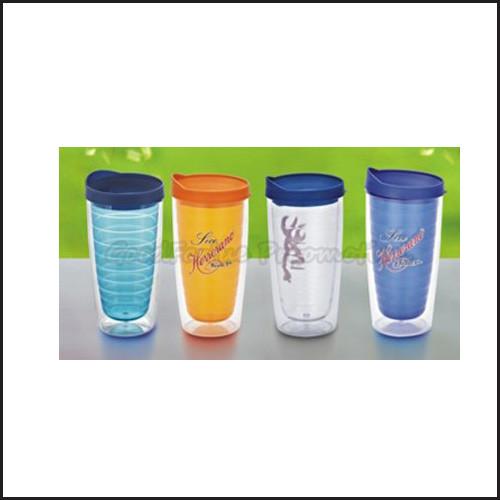 Promotion Coloured printed logo two layer plastic tumbler mug water drink cup